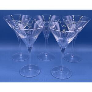 luigi bormioli martini glass 7.75” Celebration Party Dinner Lot Of 5 *Pre-Owned*